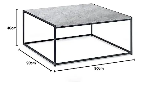 Julian Bowen Table basse carrée Staten, effet béton/noir