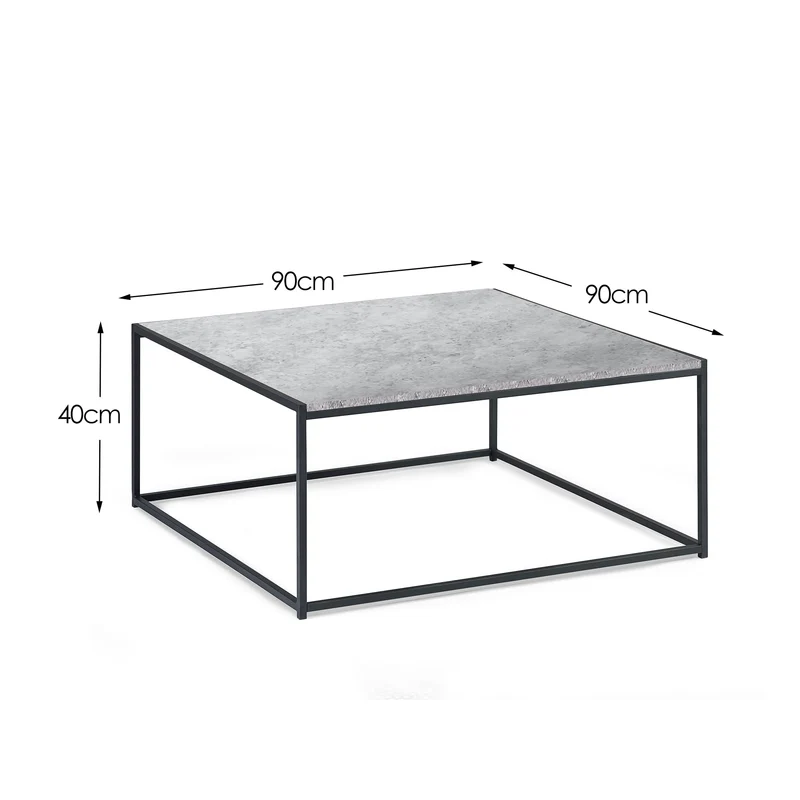 Julian Bowen Table basse carrée Staten, effet béton/noir