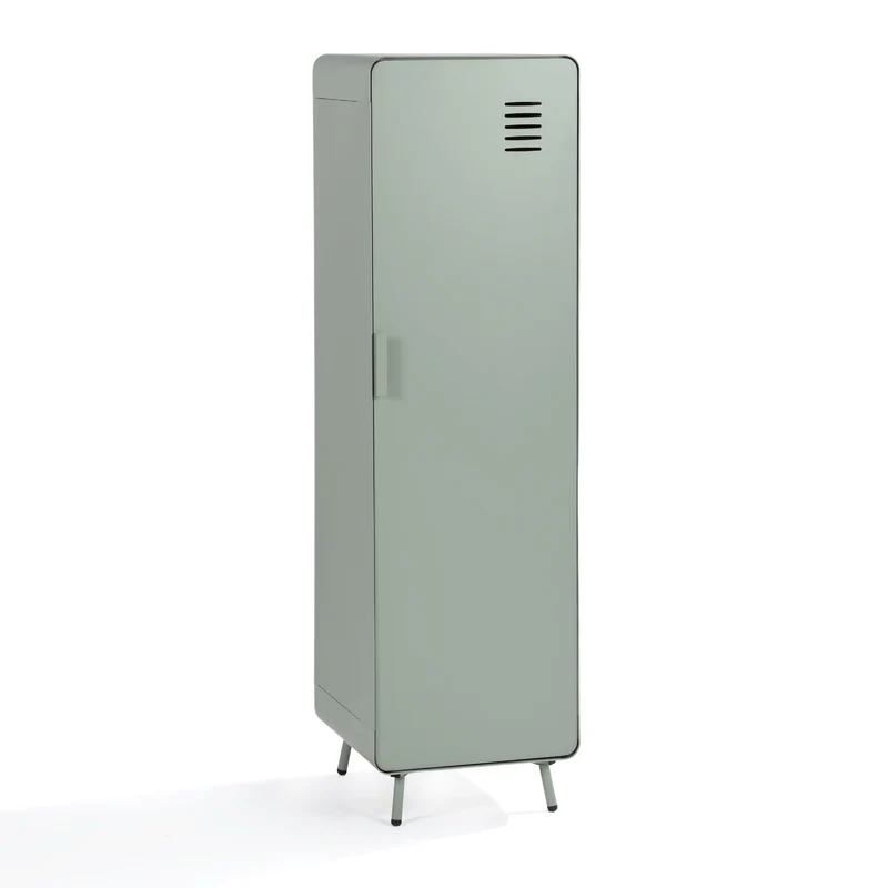 MEUBLE COSY Armoire Meuble de Rangement avec Portes et Étagères Caisson de Bureau en Métal pour Salon Chambre Entrée, Industriel, Vert Clair, 40x40x137cm