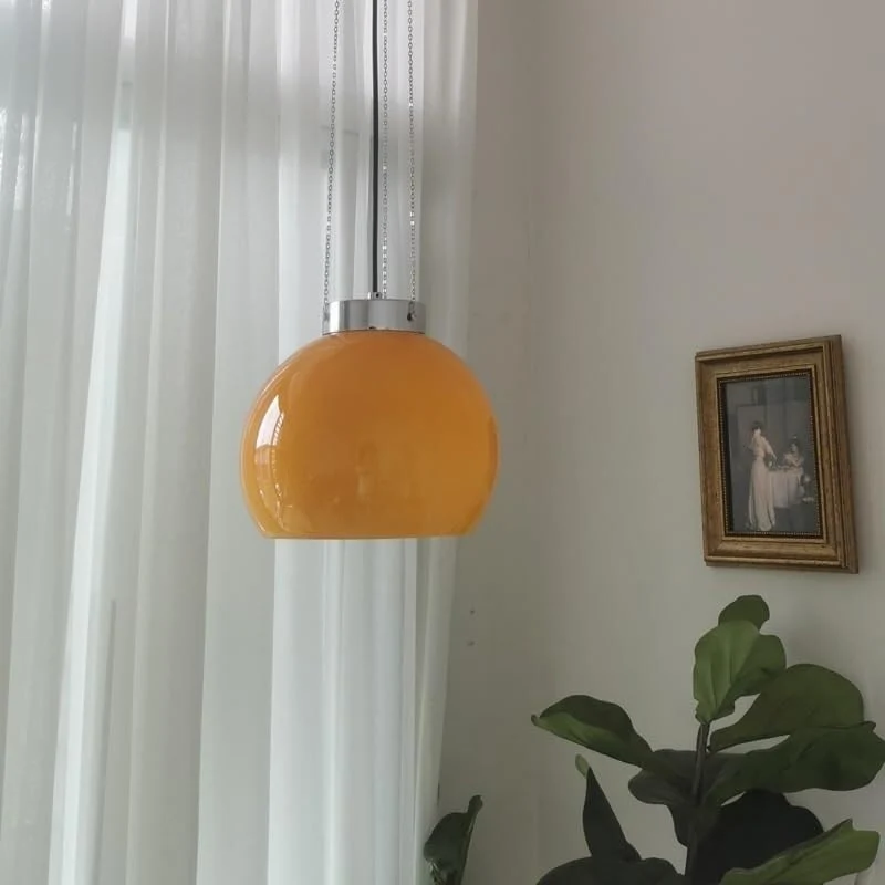 Lustres pour salon style crème français Lustre 1 lumière avec abat-jour en verre Plafonnier suspendu Éclairage intérieur suspendu pour îlot de cuisine Luminaire/B