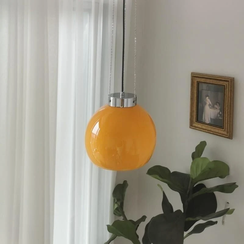 Lustres pour salon style crème français Lustre 1 lumière avec abat-jour en verre Plafonnier suspendu Éclairage intérieur suspendu pour îlot de cuisine Luminaire/B