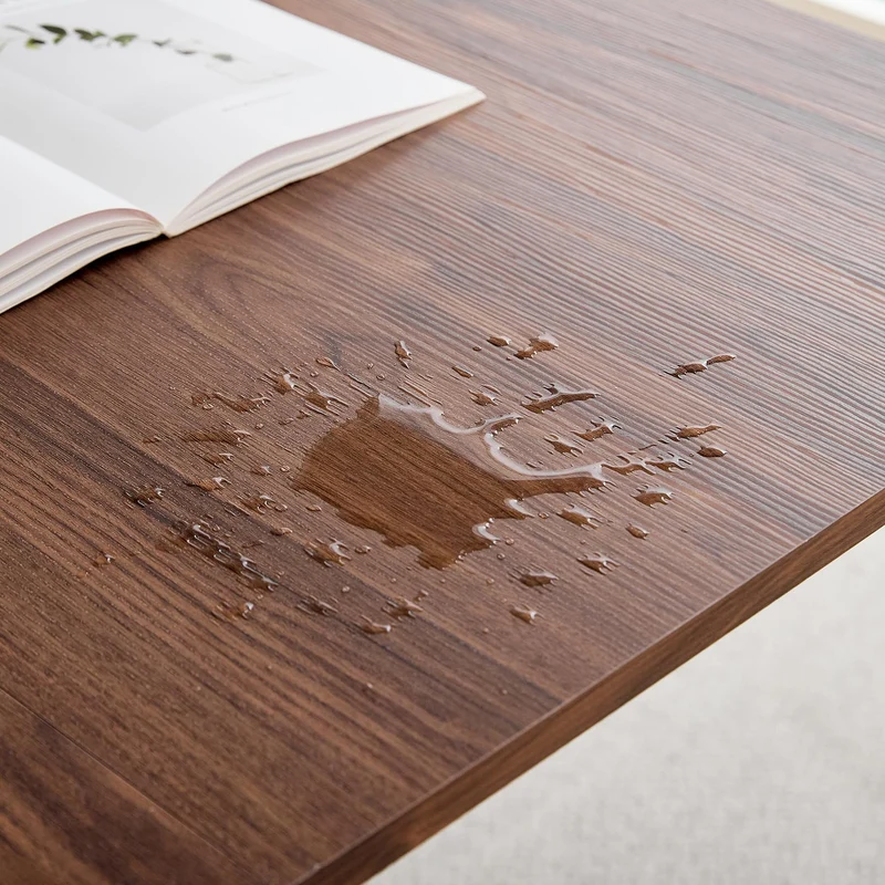 BenyLed Table à Manger Rectangulaire de 160 cm pour 4 à 6 Personnes, Table de Cuisine Moderne avec Piétement à Lattes en Bois pour la Maison, Le Restaurant, Le Bureau, etc. (Noyer)