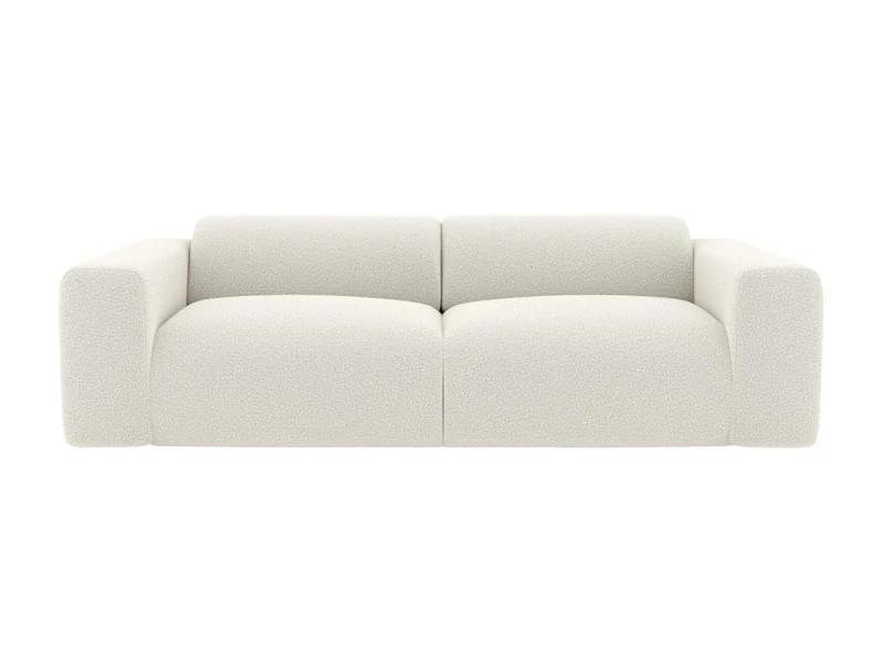 Vente-unique - Canapé 3 Places en Tissu Bouclette Blanc POGNI de Maison Céphy