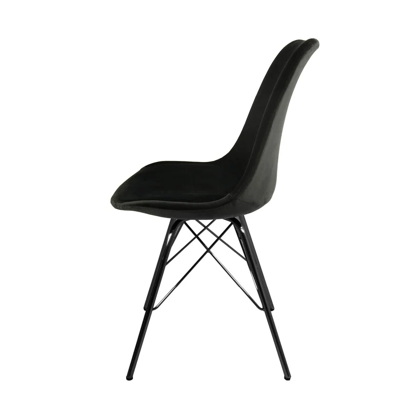Kick Collection Ensemble de 4 Chaise de Salle à Manger Velvet - Velours - Noir - Moderne et de Haute qualité - Tissu Velours et métal - Disponible dans de Nombreuses Couleurs