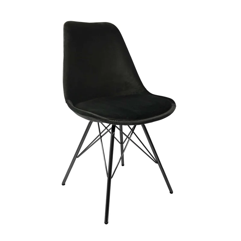 Kick Collection Ensemble de 4 Chaise de Salle à Manger Velvet - Velours - Noir - Moderne et de Haute qualité - Tissu Velours et métal - Disponible dans de Nombreuses Couleurs