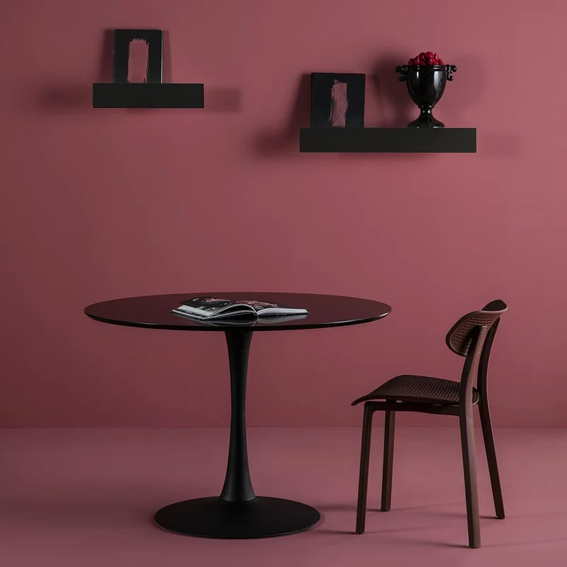 CANTIQUE - Table Ronde 110cm Pied et Plateau Noirs