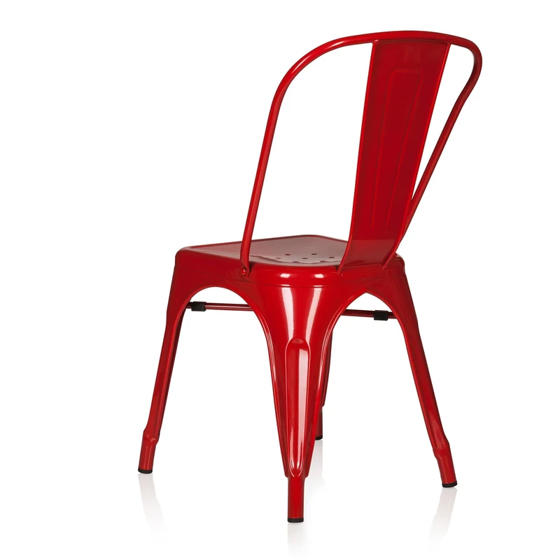 hjh OFFICE 645021 Chaise bistrot VANTAGGIO Comfort Métal Rouge, Style Industriel, empilable