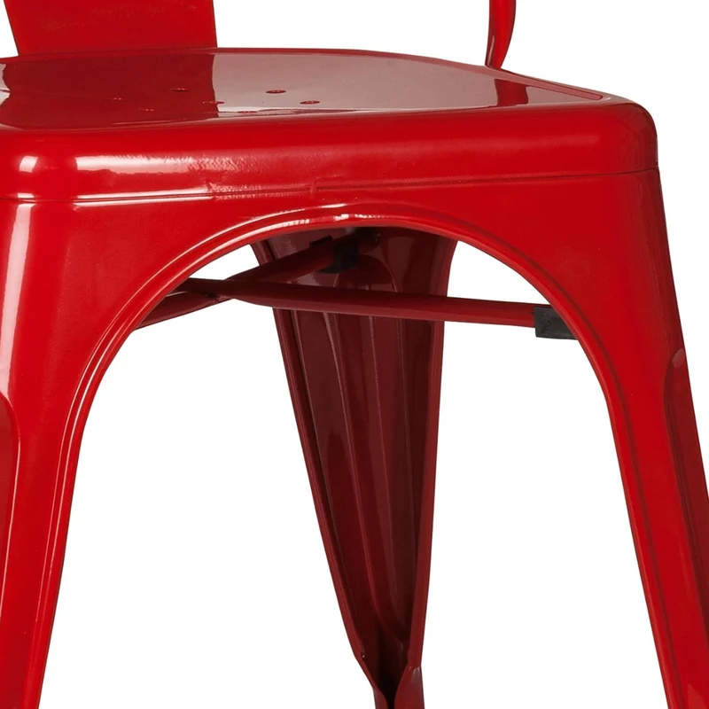 hjh OFFICE 645021 Chaise bistrot VANTAGGIO Comfort Métal Rouge, Style Industriel, empilable