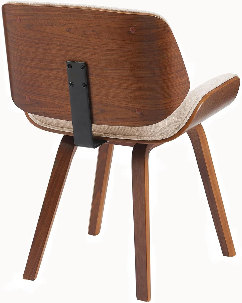 CLP Chaise de Salle à Manger Beverley Tissu, Chaise de Cuisine en Bois, avec Dossier, Fauteuil rembourré, Couleur:Noyer/crème