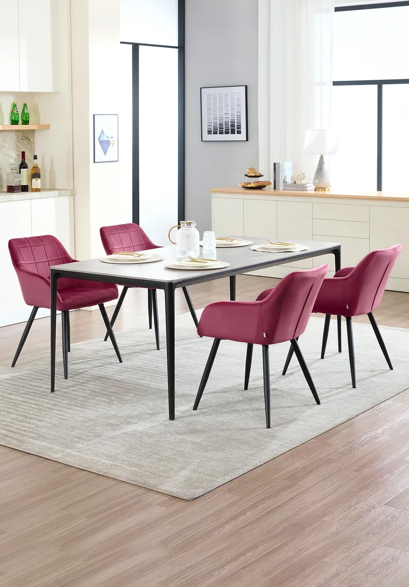 WOLTU Chaise de Salle à Manger, Chaise de Cuisine rembourrée en Velours, Pied en métal,Bordeaux BH93bd-1