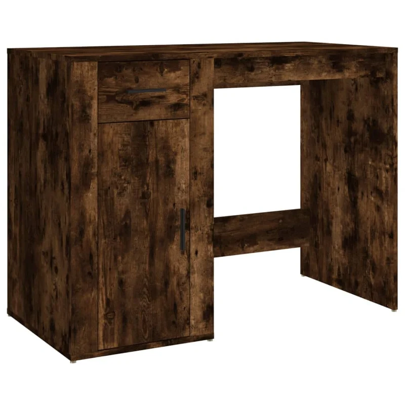 vidaXL Bureau, Table d'Ordinateur avec 1 Tiroir et 1 Armoire, Bureau Informatique avec Rangement Intérieur, Moderne, Chêne Fumé Bois d'Ingénierie