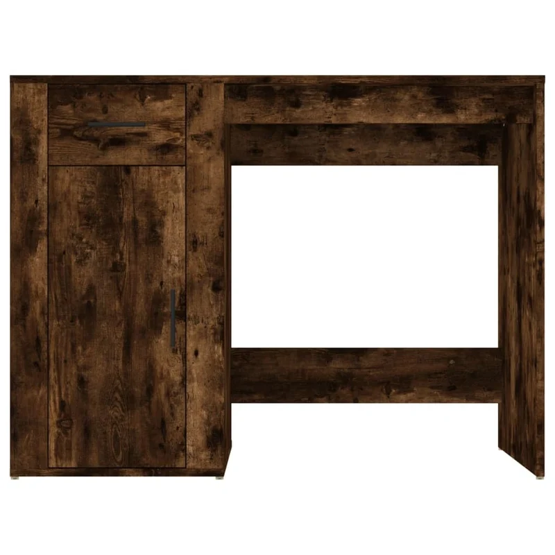 vidaXL Bureau, Table d'Ordinateur avec 1 Tiroir et 1 Armoire, Bureau Informatique avec Rangement Intérieur, Moderne, Chêne Fumé Bois d'Ingénierie