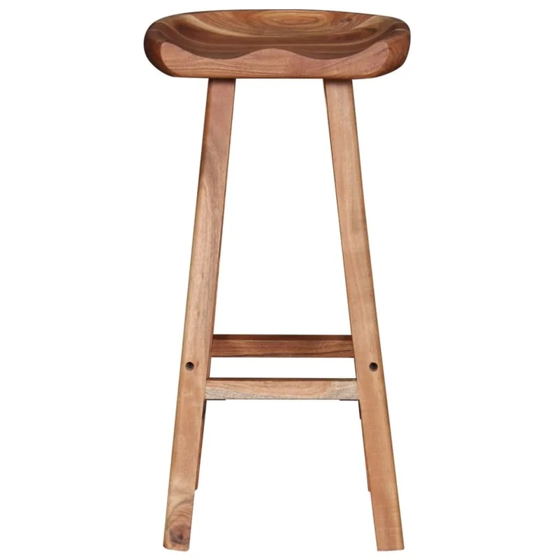 INLIFE Lot de 2 tabourets de bar en bois massif d'acacia, marron, 17,9 kg
