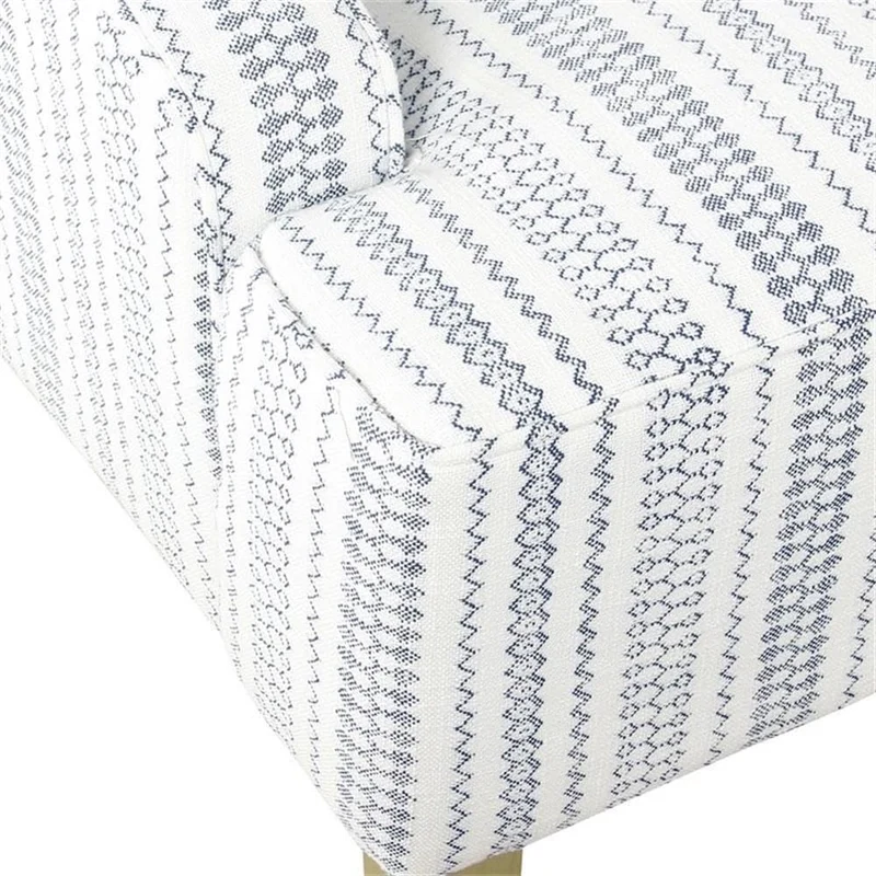 HomePop Fauteuil d'appoint en velours avec accoudoirs Swoop, rayures bleues et blanches