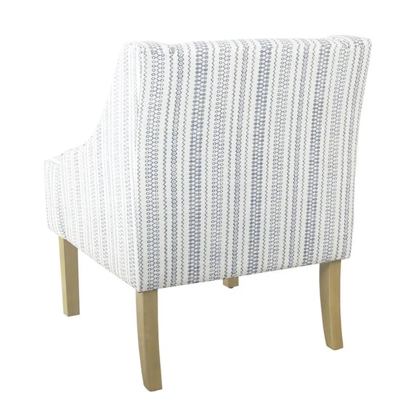 HomePop Fauteuil d'appoint en velours avec accoudoirs Swoop, rayures bleues et blanches