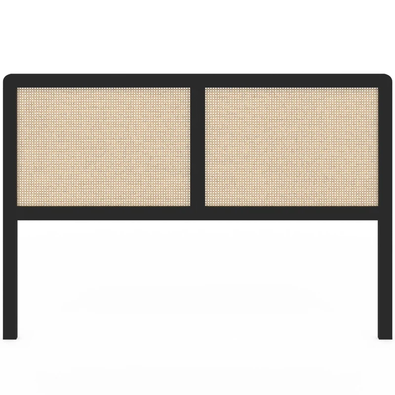 IDMarket - Tête de lit sur Pied EDHEN 160 cm cannage et Bois Noir