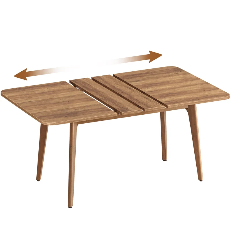 VASAGLE Table de Salle à Manger, Plateau Extensible, Capacité de Charge de 120 kg, pour Salle à Manger, Bureau ou Espace de Travail, Design Épuré, Marron Miel KDT090K01