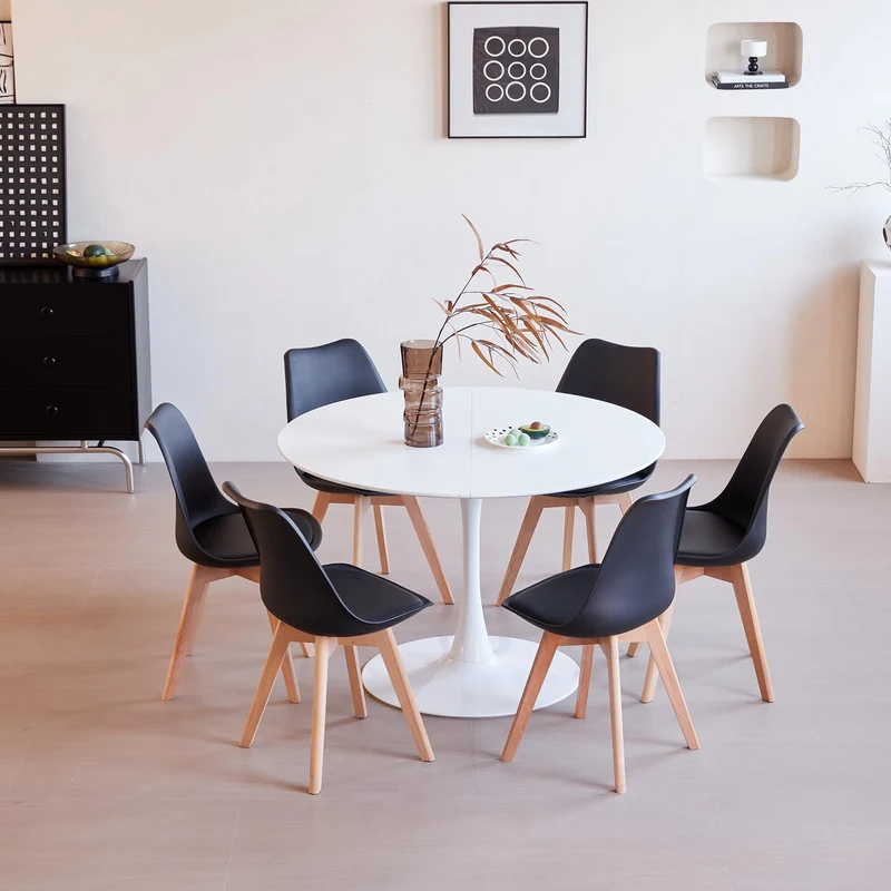 HJhomeheart Table à Manger Ronde Moderne - Pour Cuisine, Salle à Manger et Bureau - Blanche, Diamètre 110 * 75(H) CM