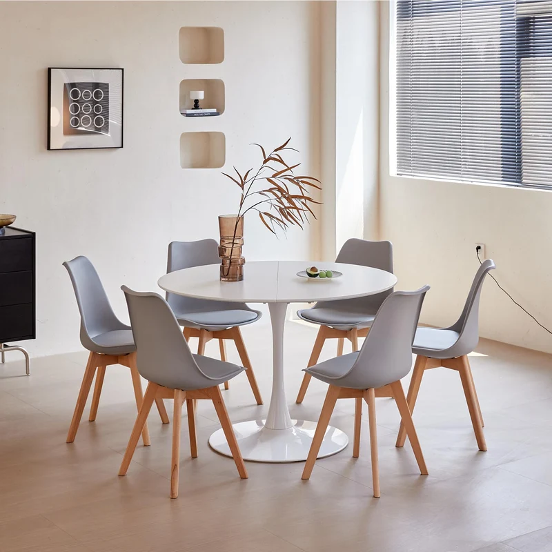 HJhomeheart Table à Manger Ronde Moderne - Pour Cuisine, Salle à Manger et Bureau - Blanche, Diamètre 110 * 75(H) CM