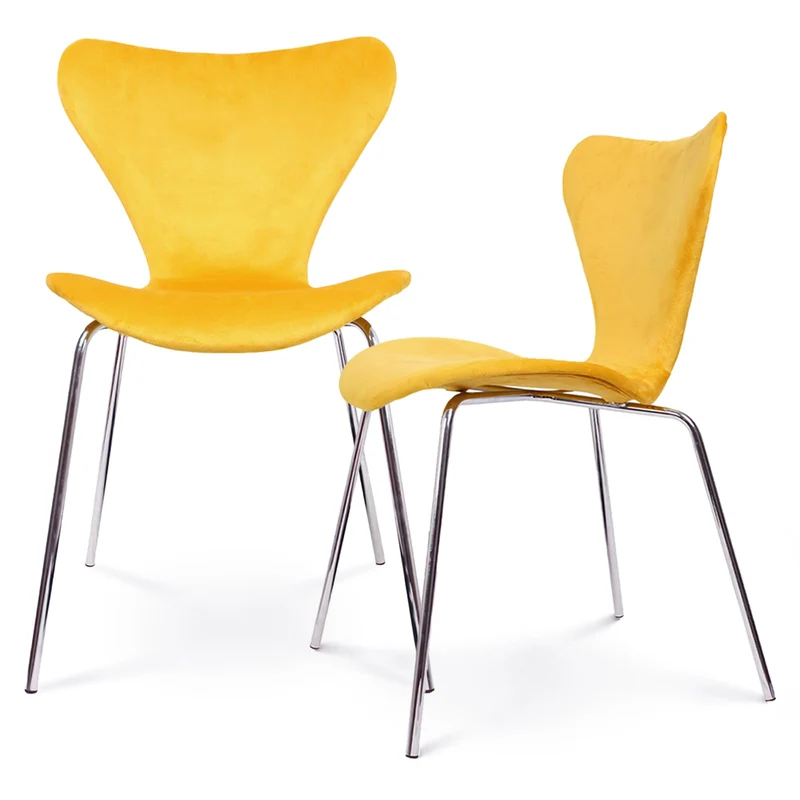 U2PICK Chaises de Salle à Manger en Velours rembourré avec Pieds chromés, empilables, légères et sans accoudoirs pour Cuisine, Bureau, vestiaire, Salon (Jaune, 2 pièces)