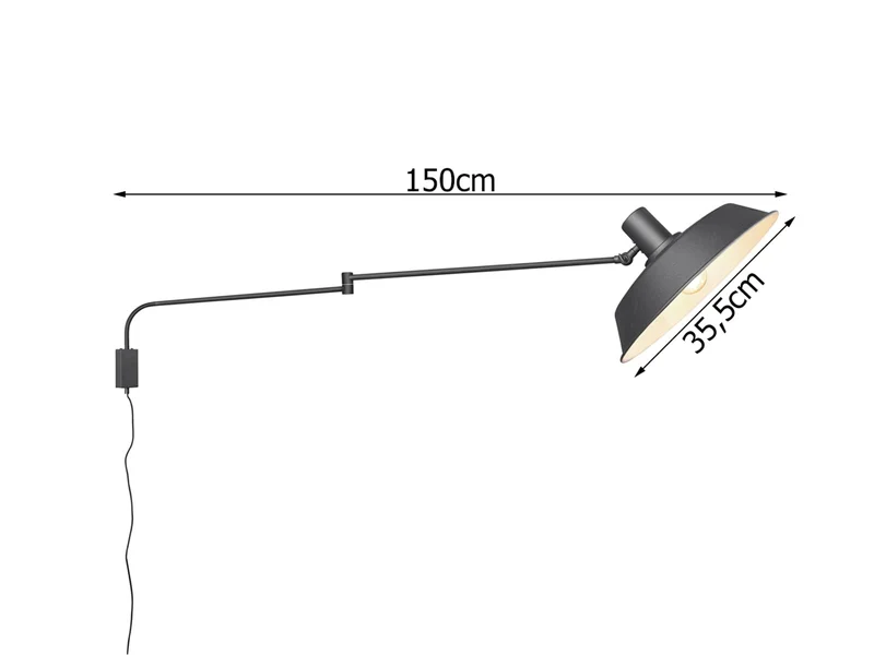 meineWunschleuchte Applique murale orientable avec prise et interrupteur, portée max. 150 cm