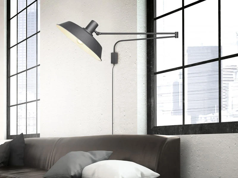 meineWunschleuchte Applique murale orientable avec prise et interrupteur, portée max. 150 cm
