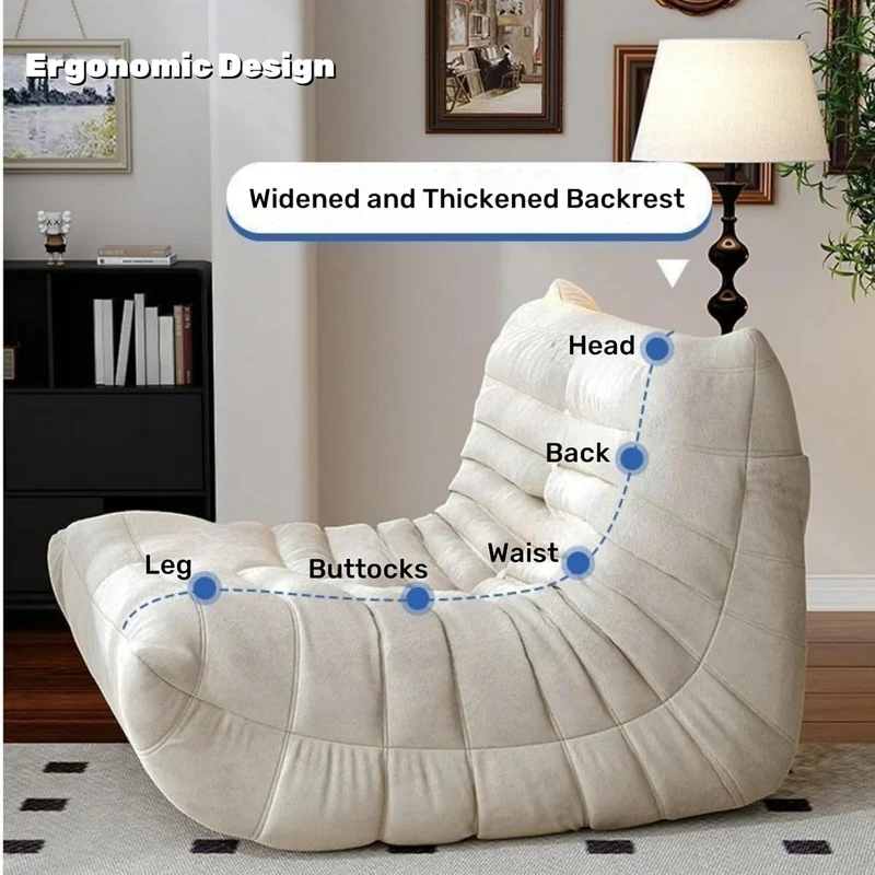 Togo – Chaise longue en daim doux, mousse de qualité supérieure, canapé paresseux, pouf d'angle, fauteuil d'appoint marron sans accoudoirs pour salon, bureau (gris)