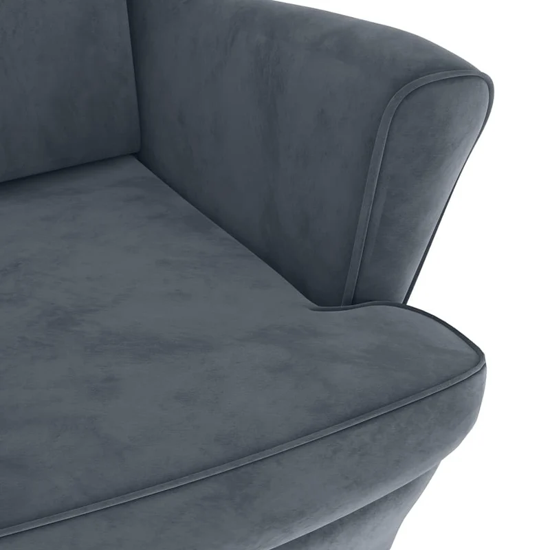 vidaXL Fauteuil à Oreilles avec Tabouret Chaise de Relaxation Siège de Salon Meuble de Salle de Séjour Maison Intérieur Gris Foncé Velours