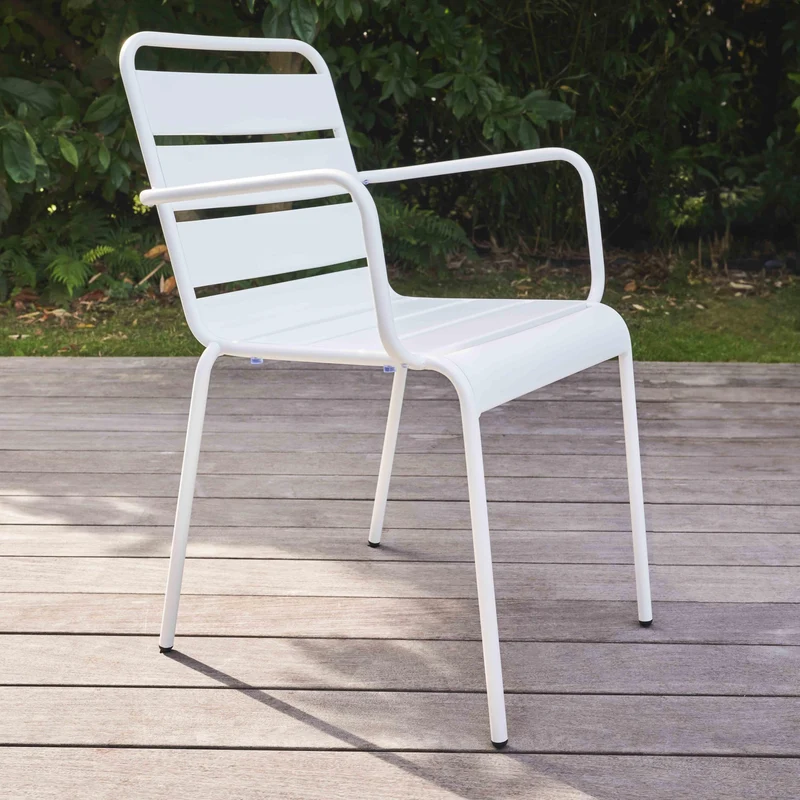 Oviala Fauteuil de Jardin en métal Blanc - Palavas