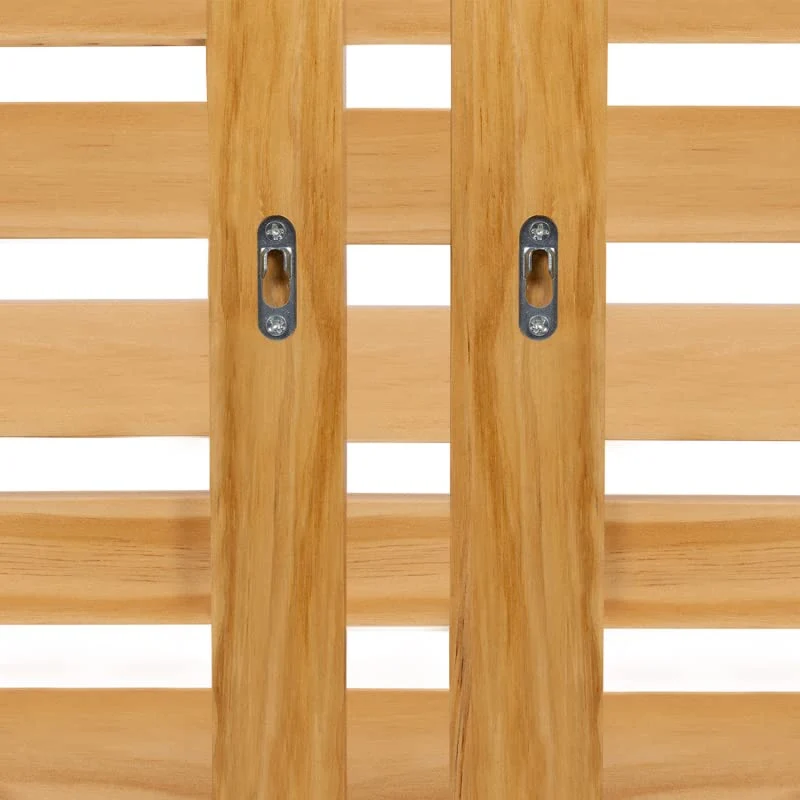 IDMarket - Tête de lit Suspendue en Lattes AVA 240 cm Bois Clair et étagères Blanches