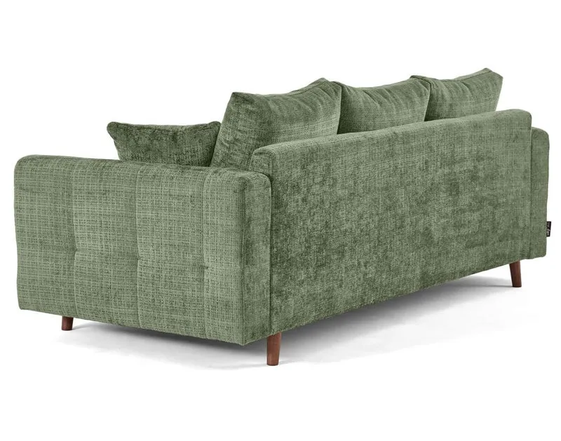Lisa Design - Rune - canapé Droit 3 Places en Velours texturé, Vert Sauge