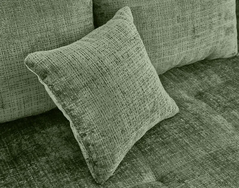 Lisa Design - Rune - canapé Droit 3 Places en Velours texturé, Vert Sauge