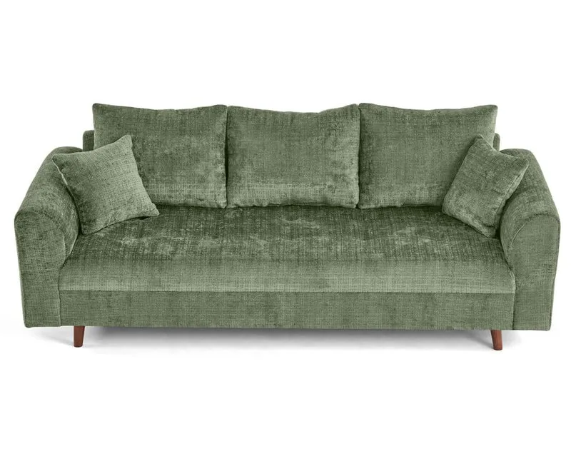 Lisa Design - Rune - canapé Droit 3 Places en Velours texturé, Vert Sauge