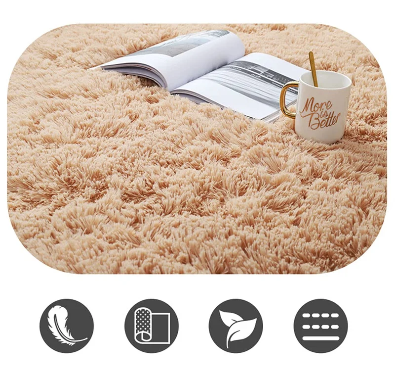 Warmsile Tapis Shaggy À Poils Longs pour Salon, Chambre, Couloir - Antidérapant, Moelleux, Soft - Camel, 160 x 230 cm