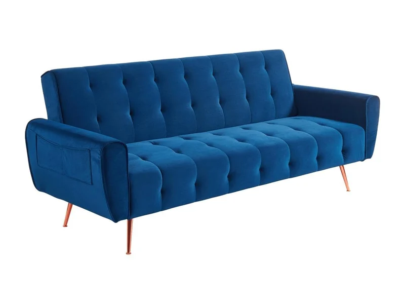 Vente-unique - Canapé 3 Places Convertible clic-clac en Velours POLANI - Bleu Roi