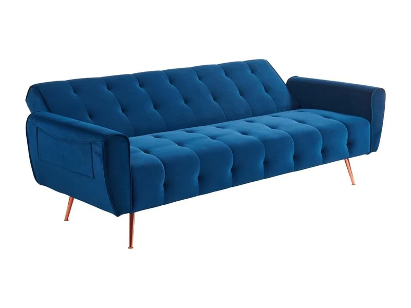 Vente-unique - Canapé 3 Places Convertible clic-clac en Velours POLANI - Bleu Roi