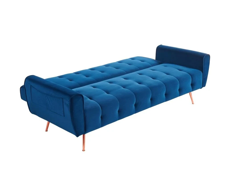 Vente-unique - Canapé 3 Places Convertible clic-clac en Velours POLANI - Bleu Roi