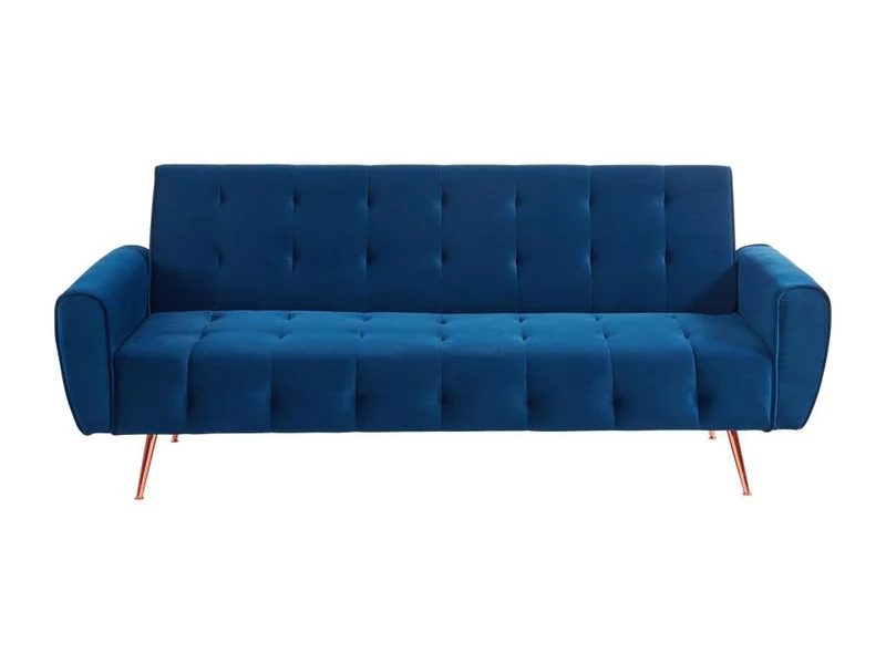 Vente-unique - Canapé 3 Places Convertible clic-clac en Velours POLANI - Bleu Roi