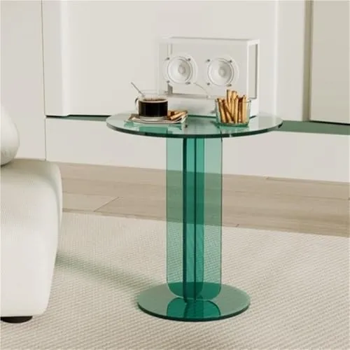 ZDFTGKM Table basse ronde moderne en acrylique - Multifonction - Pour salon, chambre à coucher et bureau - Bleu - 53 x 58 cm (l x L)