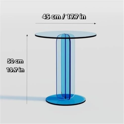 ZDFTGKM Table basse ronde moderne en acrylique - Multifonction - Pour salon, chambre à coucher et bureau - Bleu - 53 x 58 cm (l x L)