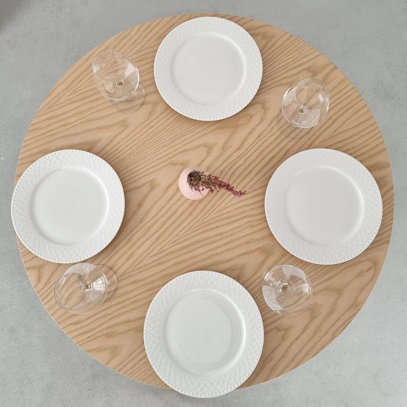 Ragaba Jubi Table à Manger Ronde diamètre 80cm Frêne