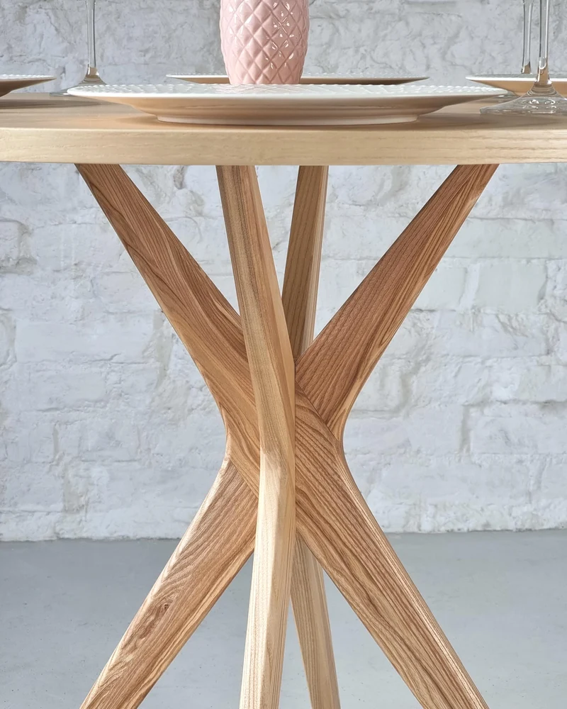 Ragaba Jubi Table à Manger Ronde diamètre 80cm Frêne