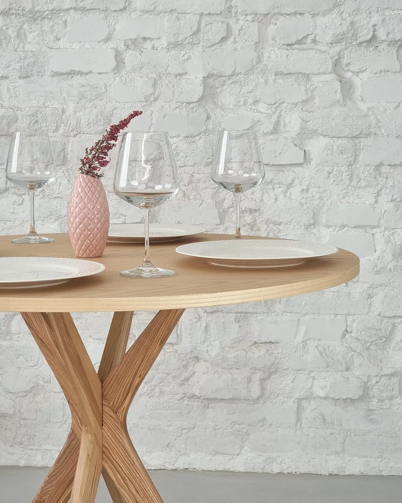 Ragaba Jubi Table à Manger Ronde diamètre 80cm Frêne