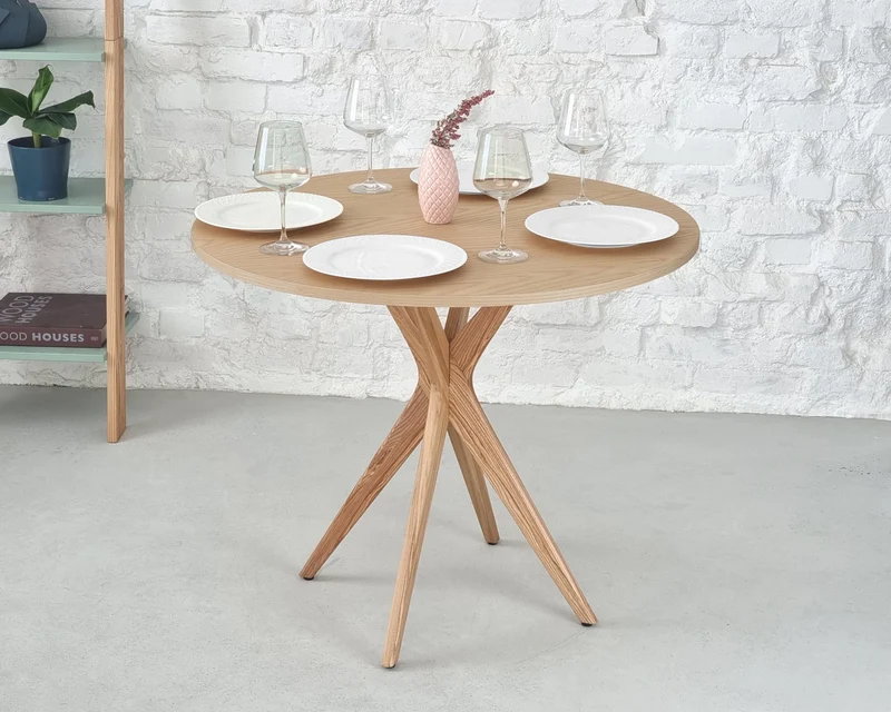 Ragaba Jubi Table à Manger Ronde diamètre 80cm Frêne
