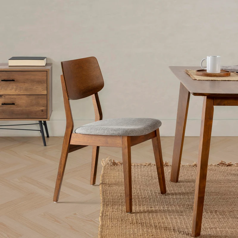 HOMN LIVING Pack de 2 chaises Susi en Noyer, Bois Massif, 49 cm (Largeur) 52 cm (Profondeur) 82 cm (Hauteur)