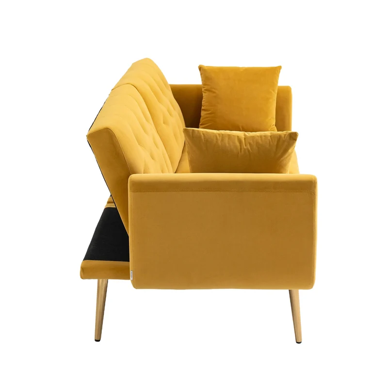 DMJLI-T Canaper, Canapé Convertible 3 Places, Dossier Inclinable 3 Positions, Canapé Lit pour Le Jour et la Nuit, Peu Encombrant et Uni Convient pour Adultes et Adolescents,Yellow