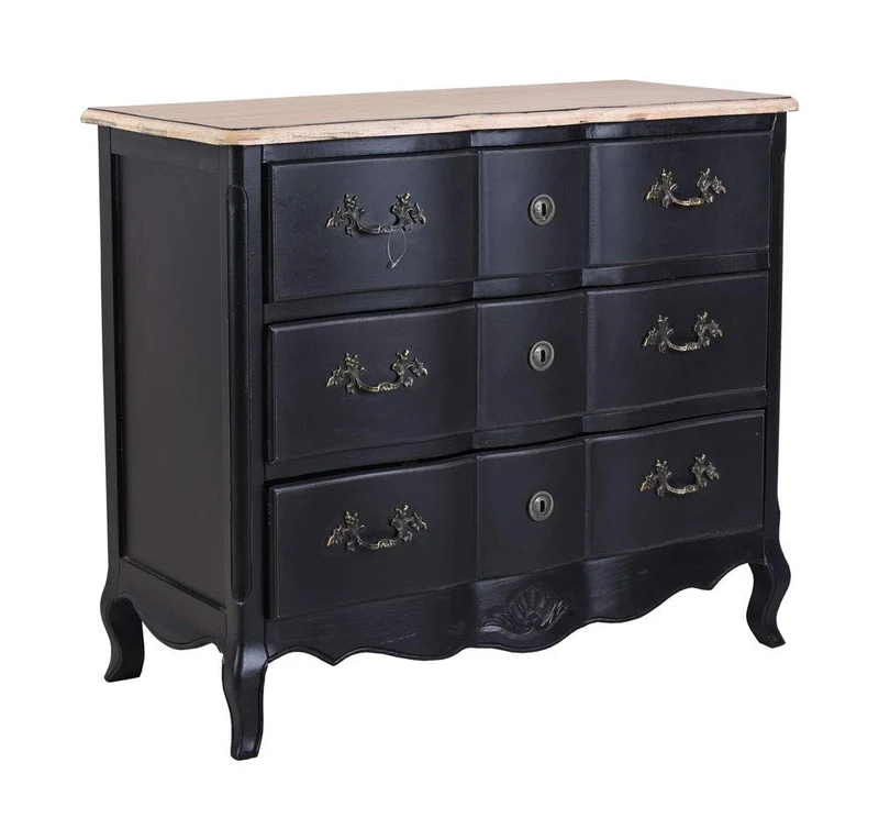 Palazzo Hma053 Commode baroque Noir antique Commode à tiroirs