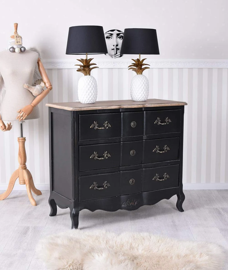 Palazzo Hma053 Commode baroque Noir antique Commode à tiroirs