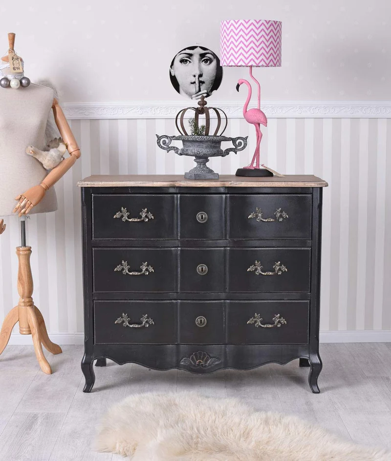 Palazzo Hma053 Commode baroque Noir antique Commode à tiroirs