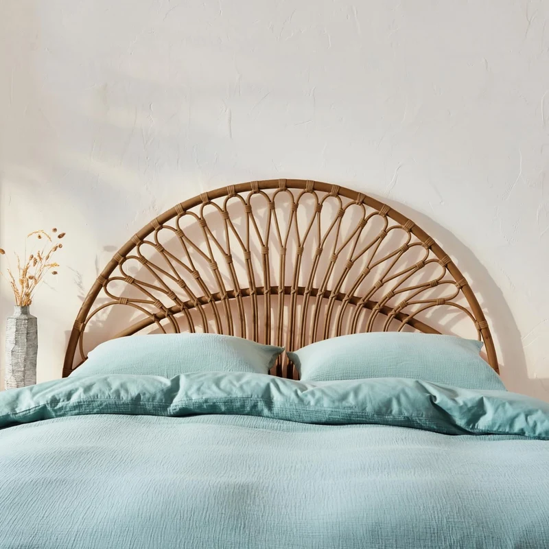 sweeek - Tête de lit en rotin foncé L 140 x P3 x H115cm